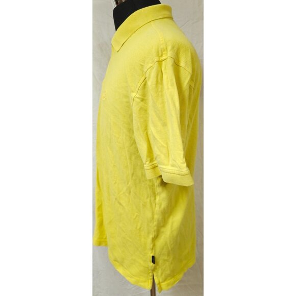 Izod Silk Wash Mens Large Yellow Short Sleeve Logo Golf Rugby Preppy Polo Shirt - Picture 5 of 11